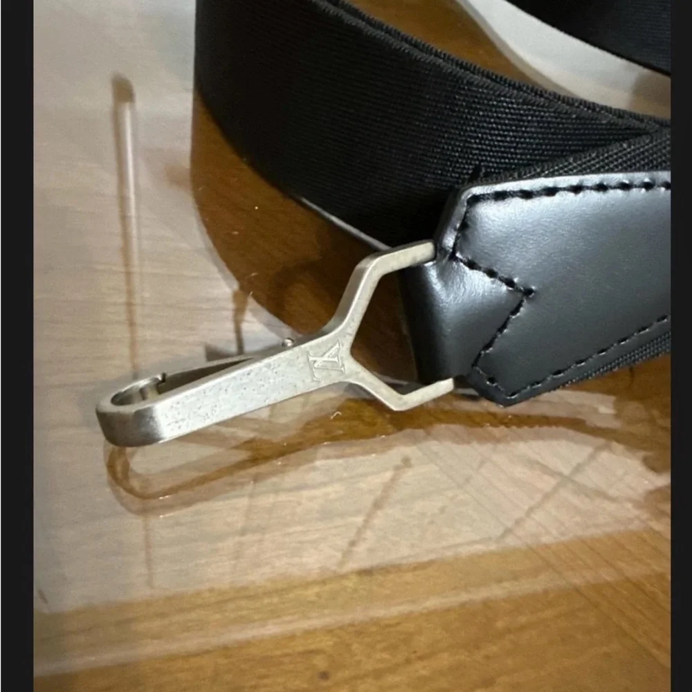 Louis Vuitton Black Embossed Logo Wide Shoulder Strap